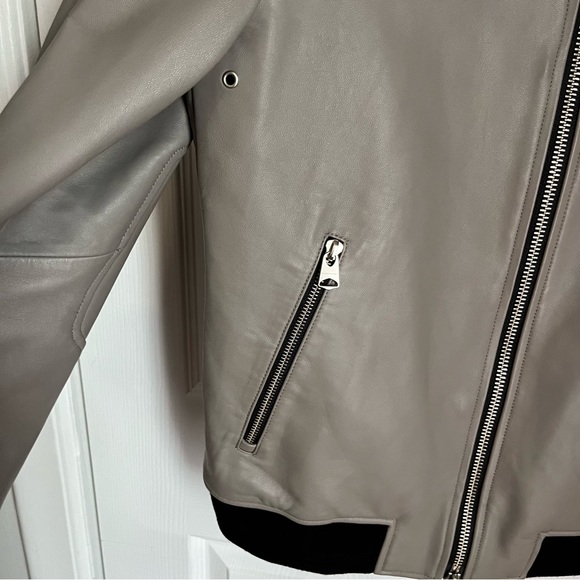 ⭐️HP⭐️MACKAGE GREY LAMBSKIN LEATHER BOMBER JACKET - Picture 3 of 16